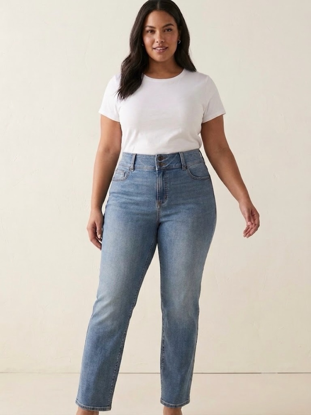 Lane Bryant High Rise Straight Leg Jeans 14 Tummy Control Stretch Denim Capsule